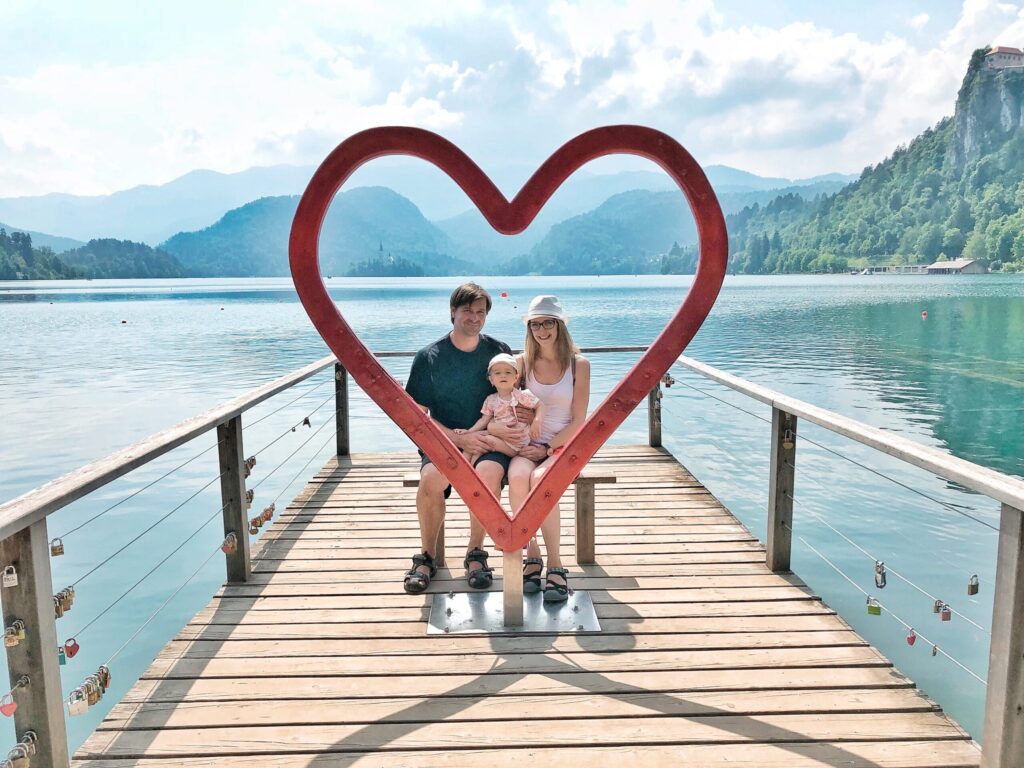 Rodinná fotografie u jezera Bled